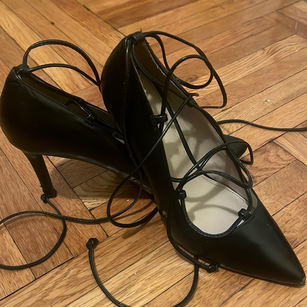 Black strappy heels size 8